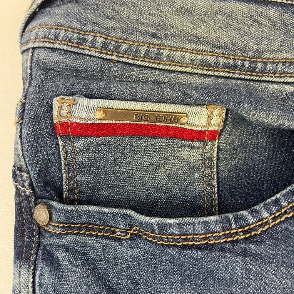 Big‎ John Skinny Jeans Sz 32x29 Blue Distressed Stretch Denim Mens